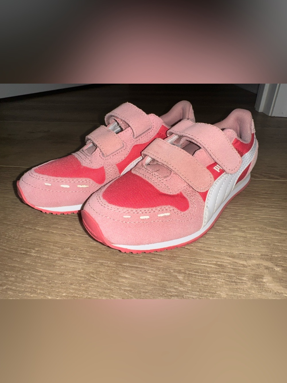 Puma Kids Pink & Coral Velcro Sneakers